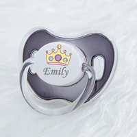 miyocar custom any name unique design crown bling metallic pacifier dummy bpa free unique gift for new born baby shower
