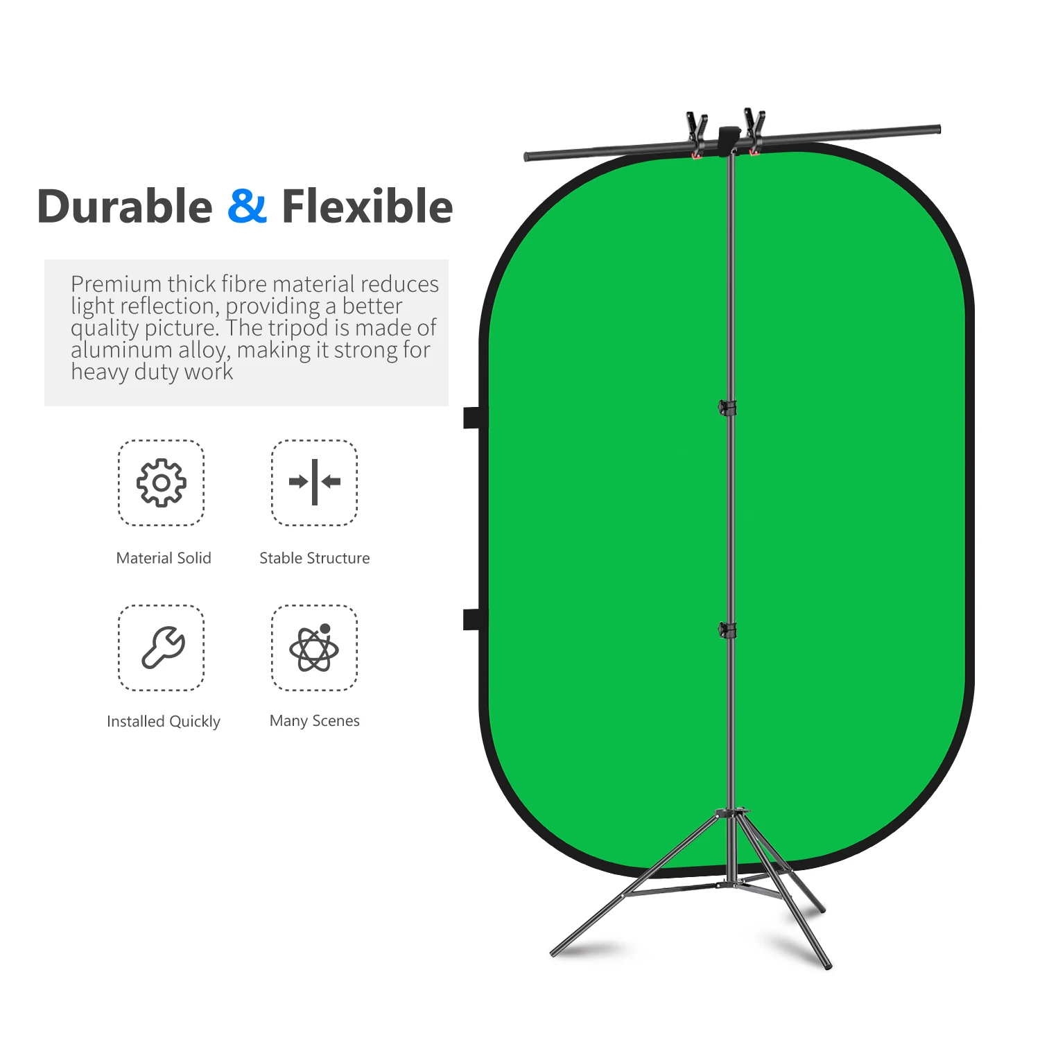 

Neewer 2-in-1 Chromakey Green/Blue Backdrop Kit:Blue/Green Screen, Tripod Stand with Crossbar for Live Streaming/Video Recording
