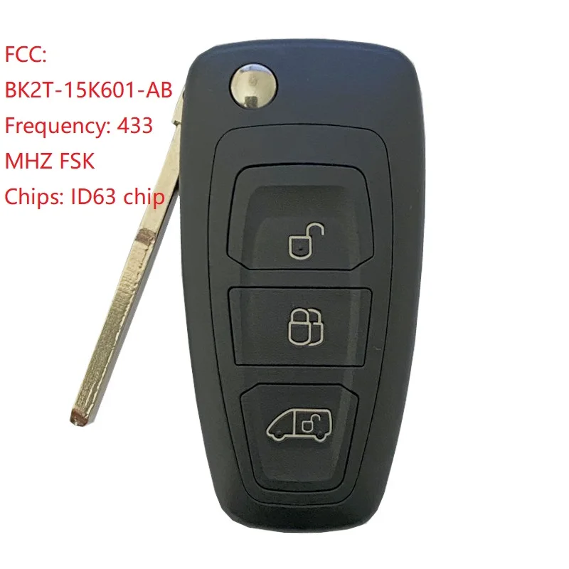 Фото CN018057 для Ford Transit /Transit Custom 2014-2016 433MHZ 63 Chip 3-кнопочный флип-пульт дистанционного управления №1