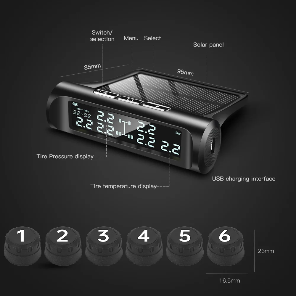 Система контроля давления в шинах для автомобиля грузовика 14 бар ЖК экран TPMS
