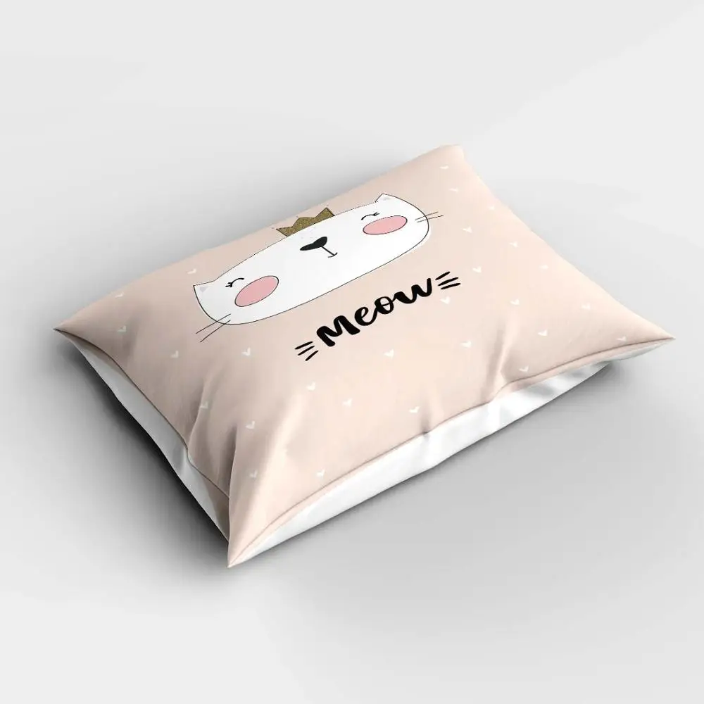 

Else Soft Pink Crown Princess Cat Nordic Rectangle Modern Kids Pillowcases 3d Digital Print Pillow Covers Cases for Couch Bed
