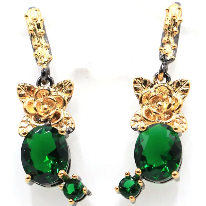 40x11 мм в неоготическом стиле розовое создан зеленый изумруд черный золото