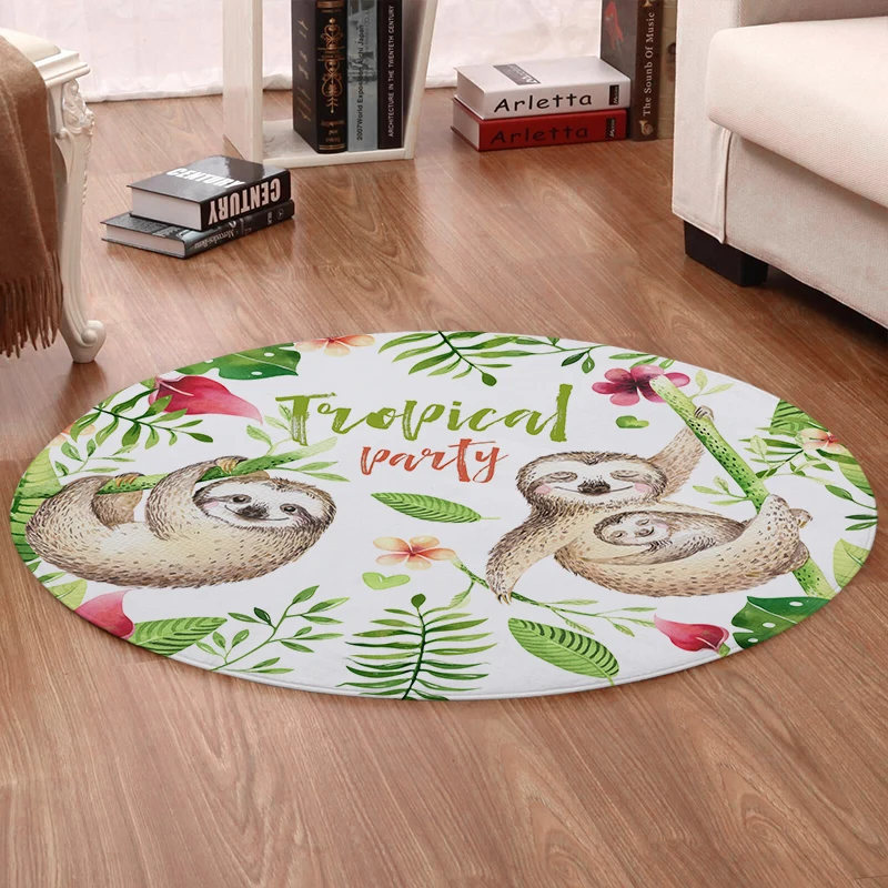 Miracille животное Ленивец Печатный коврик мульти-Размеры дети играют круглый