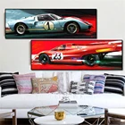Картина на холсте с изображением автомобиля, винтажный Ретро постер с изображением Красного гоночного автомобиля, домашний декор, Настенная картина для гостиной