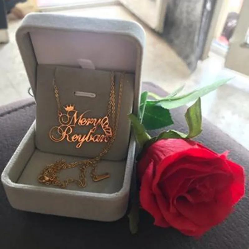 Ожерелья с именем для пар из нержавеющей стали персонализированное ожерелье