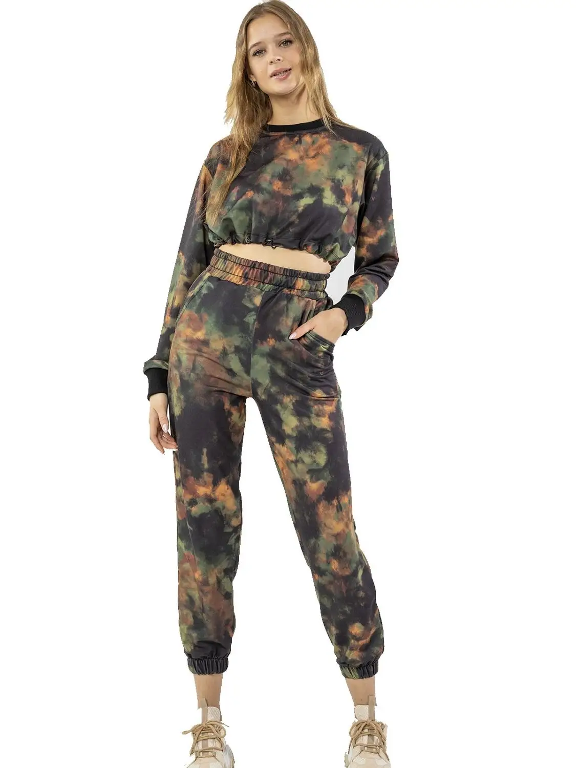 

Tracksuit Women Pants Batik Colour Camouflage Autumn Winter Casual