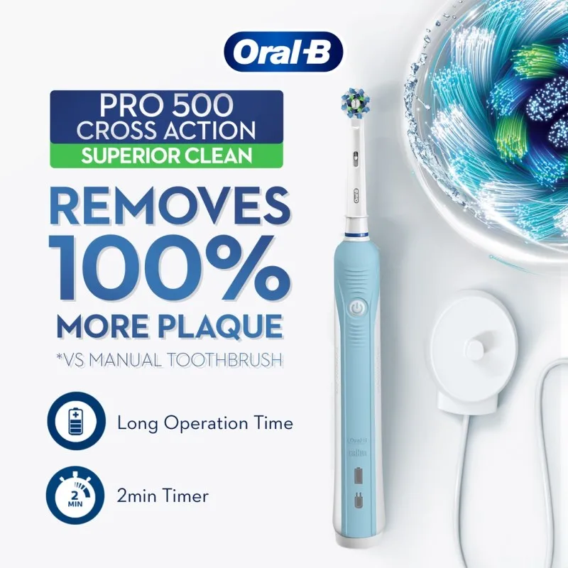 Электрическая зубная щетка Oral B для взрослых Pro 500 Vitality чистка зубов
