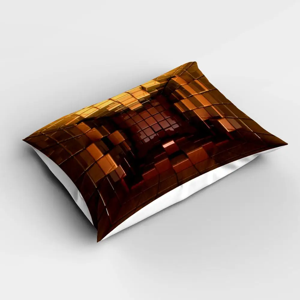 

Else Yellow Brown Black Boxes Abstract Rectangle Modern Pillowcases 3d Digital Print Pillow Covers Cases for Couch Bed