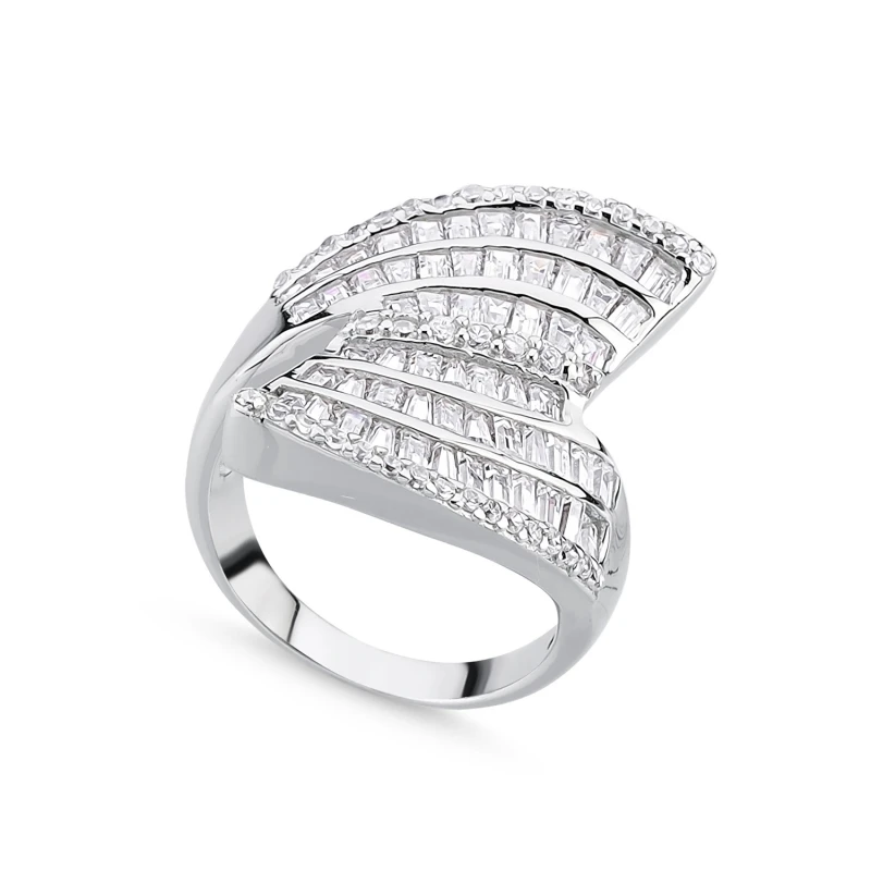 

Silver 925 Sterling Zircon Baguette Cubic Zirconia Ring