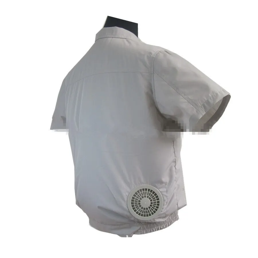grey short sleeve Заводской вентилятор Охлаждающий костюм жилет высокая температура защитная одежда тепловой удар охлаждающий жилет Кондиционер с короткими рукавами - Цвет: grey short sleeve