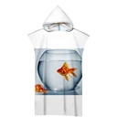 Синий морским обитателям, красочных рыб океана печать на открытом воздухе взрослых с капюшоном пляжное полотенце-пончо халат пляжные полотенца Для женщин мужской Халат