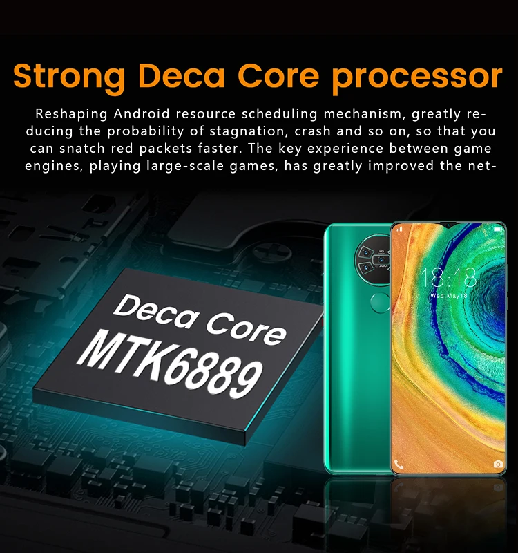 

Mate40 Pro+ Quad Rear Camera MTK6889 10-Core 12GB RAM 512GB ROM Mobile Phone 7.0" Waterdrop 5800mAh 5G Global Version Smartphone