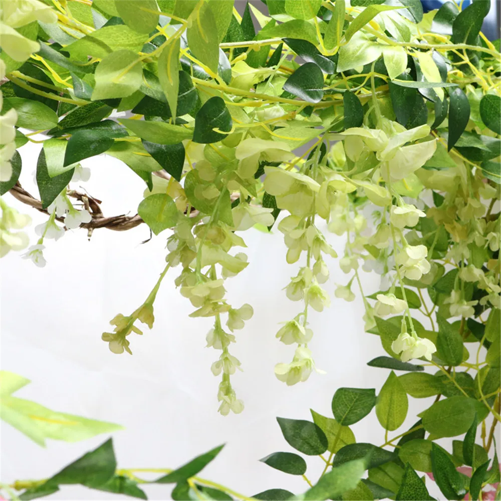 2M Wisteria Artificial Flowers Vine Ivy Plant Fake Tree Garland Long Rattan Hanging Flower Wedding Decor Outdoor Arch | Дом и сад