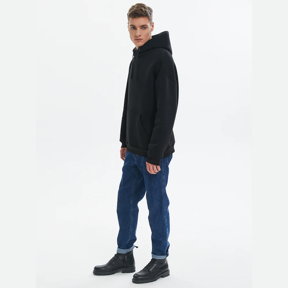Jonquil Худи мужское &quotЧерный&quot с капюшоном умеренный оверсайз начесом карманом |