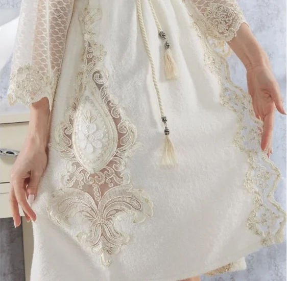 

Fancy Honeymoon Robe Quality towel set Bath Set Lady French Lace Sexi Bronoz Mirella Tulle Lace