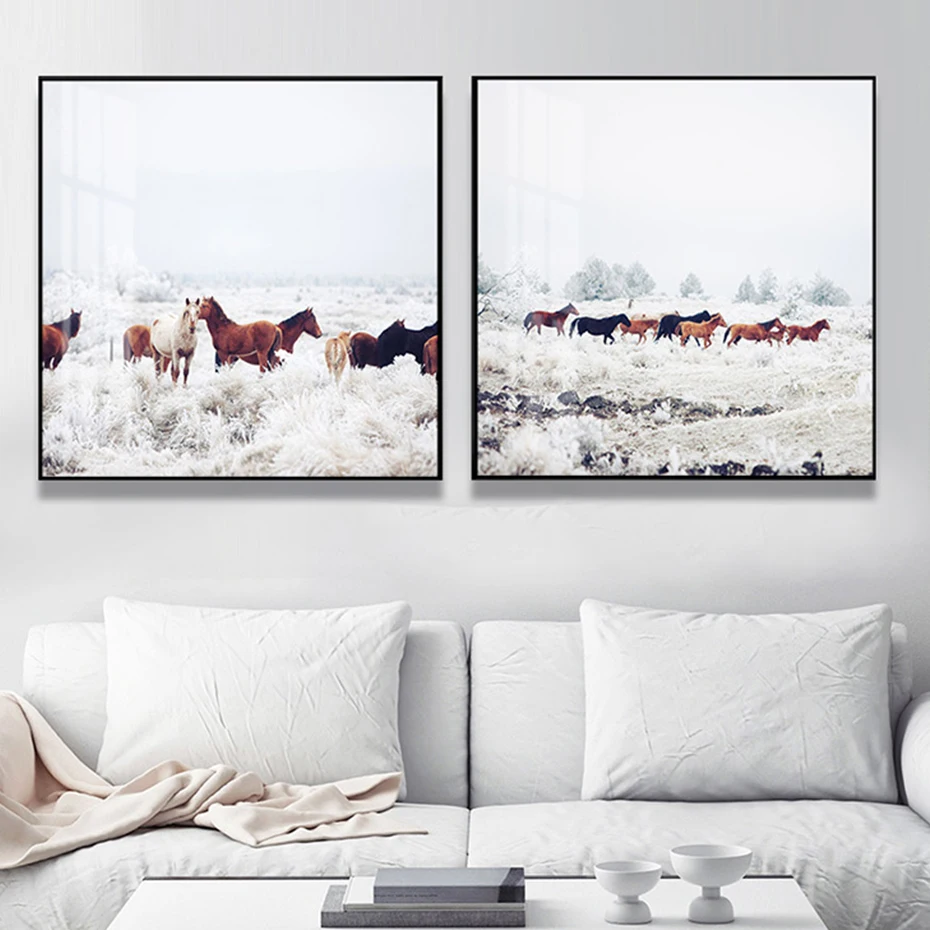 Картины на холсте с изображением животных зимнего Horseland настенные