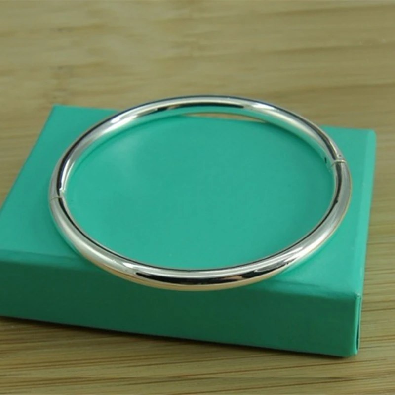 Модные женские туфли 925 стерлингового серебра браслет простые однотонные