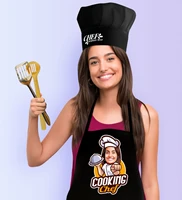 personalized women s chef caricature of black kitchen apron cook hat seti 15 suit set custom design picture photo kitchen dining