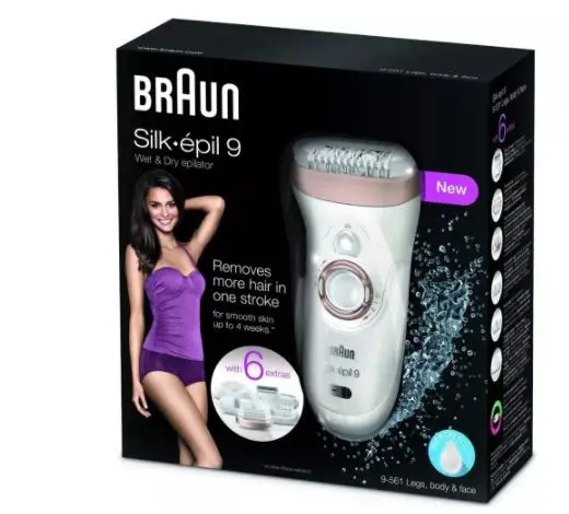 

Braun Silk Epil 9-561 Womens Wet & Dry Cordless Body Legs Epilator Hair Shaver with 6 Extras WORLDWIDE FREE SHIPPING by DHL