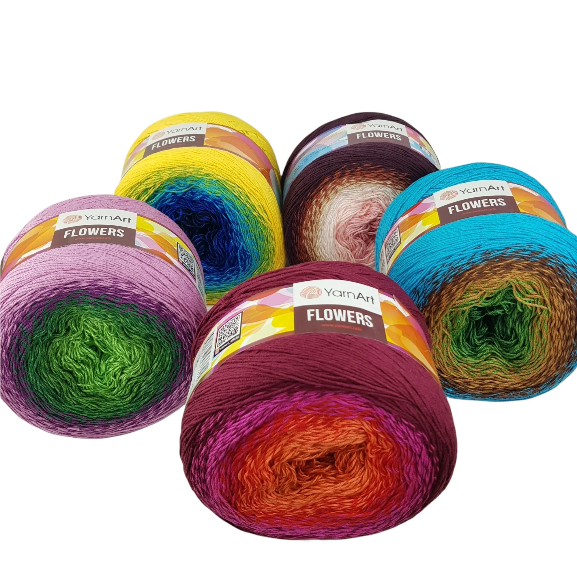 Пряжа для выпечки цветов Yarnart, новые цвета, 1000 г, метров