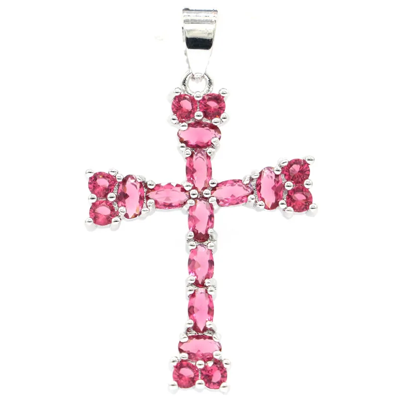 45x27 мм юбилейный длинный крест из родолита граната Смоки Кварц для женщин