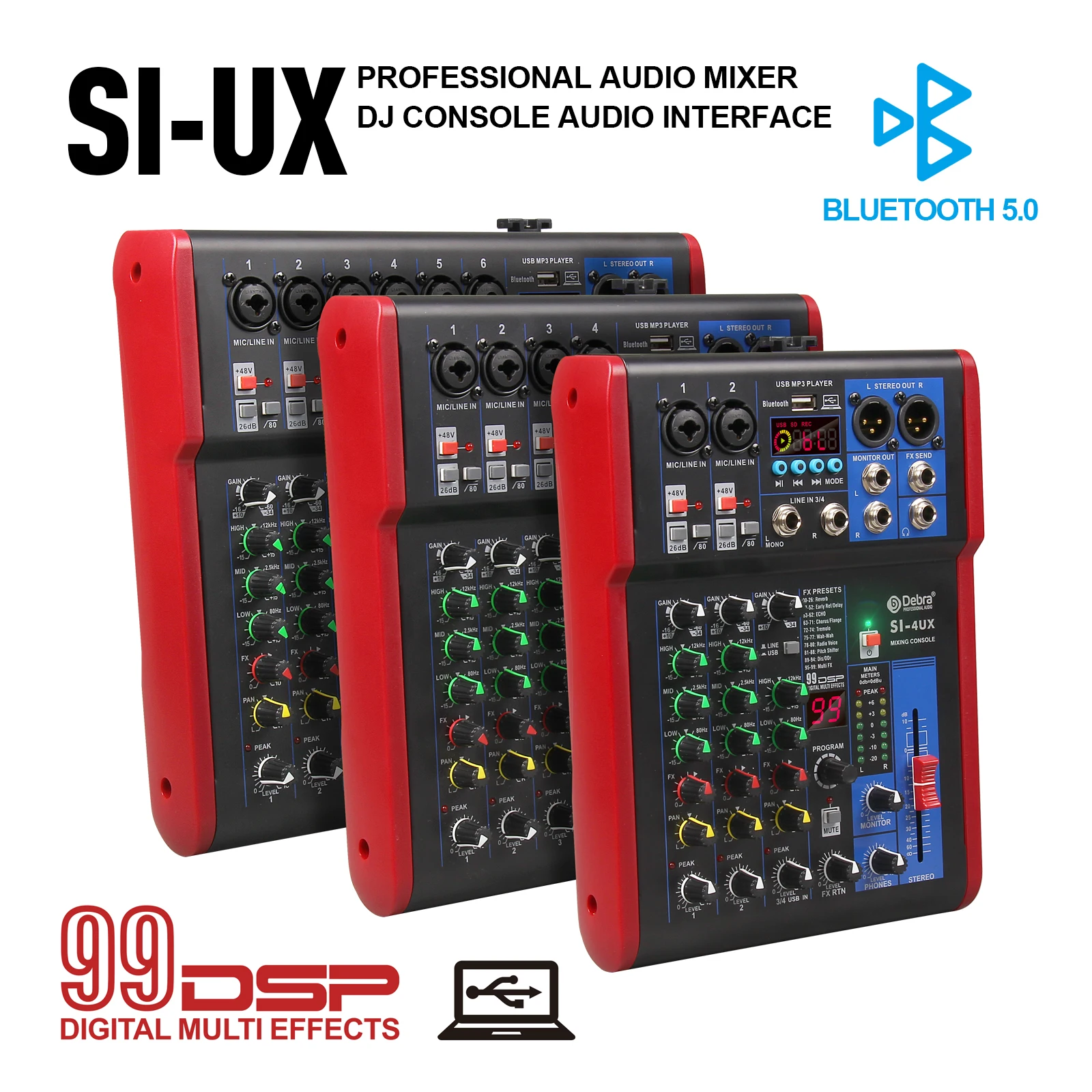 Специальная цена 4/6/8 каналов DJ-контроллер с 99DSP эффектом реверберации Bluetooth 5 0