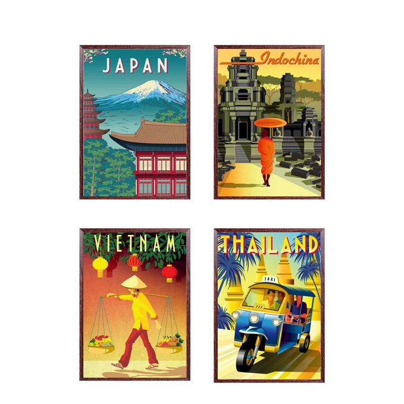 

Travel Posters and Prints Vietnamese Japan Indochina Landscape Canvas Painting Colorful Wall Art Picture Living Room Home Deco