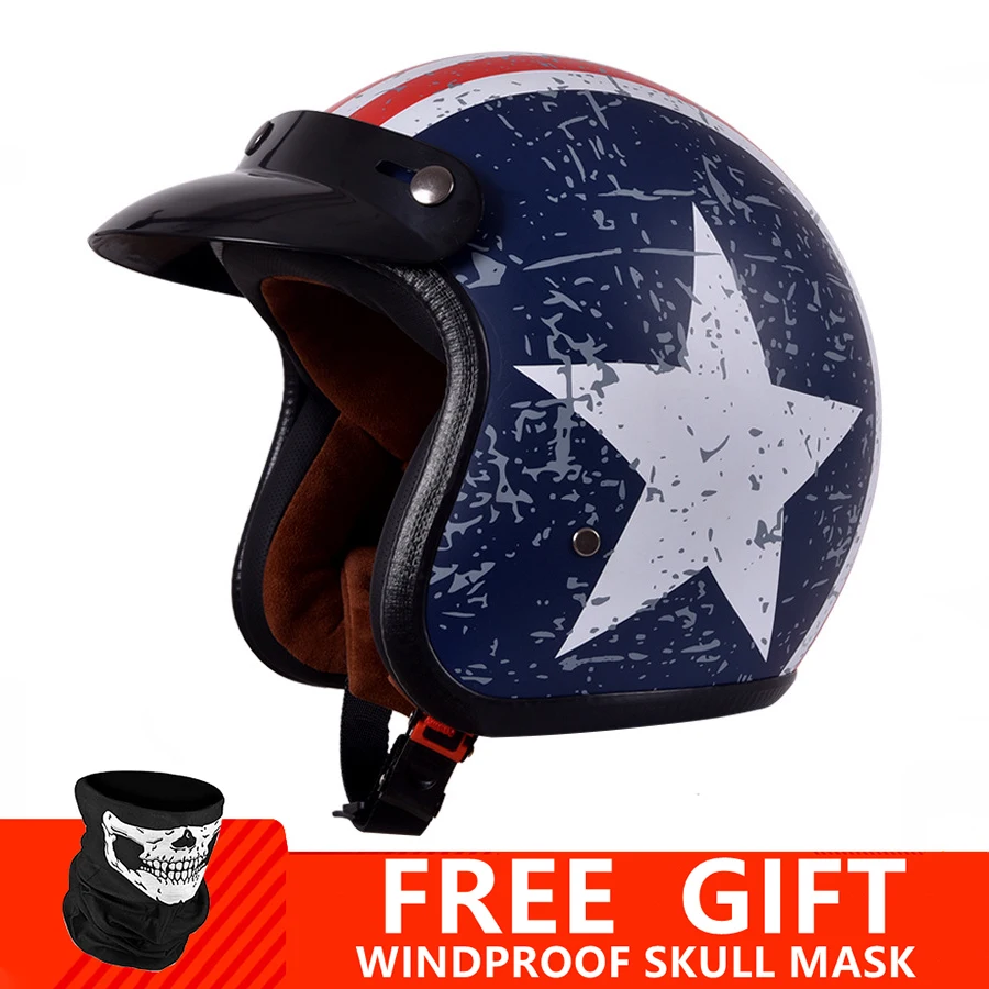 

Retro Motorcycle Helmet Vintage Scooter Bike Helmets Casco Moto Men Women 3/4 Open Face Motorbike Helmets Free Gift