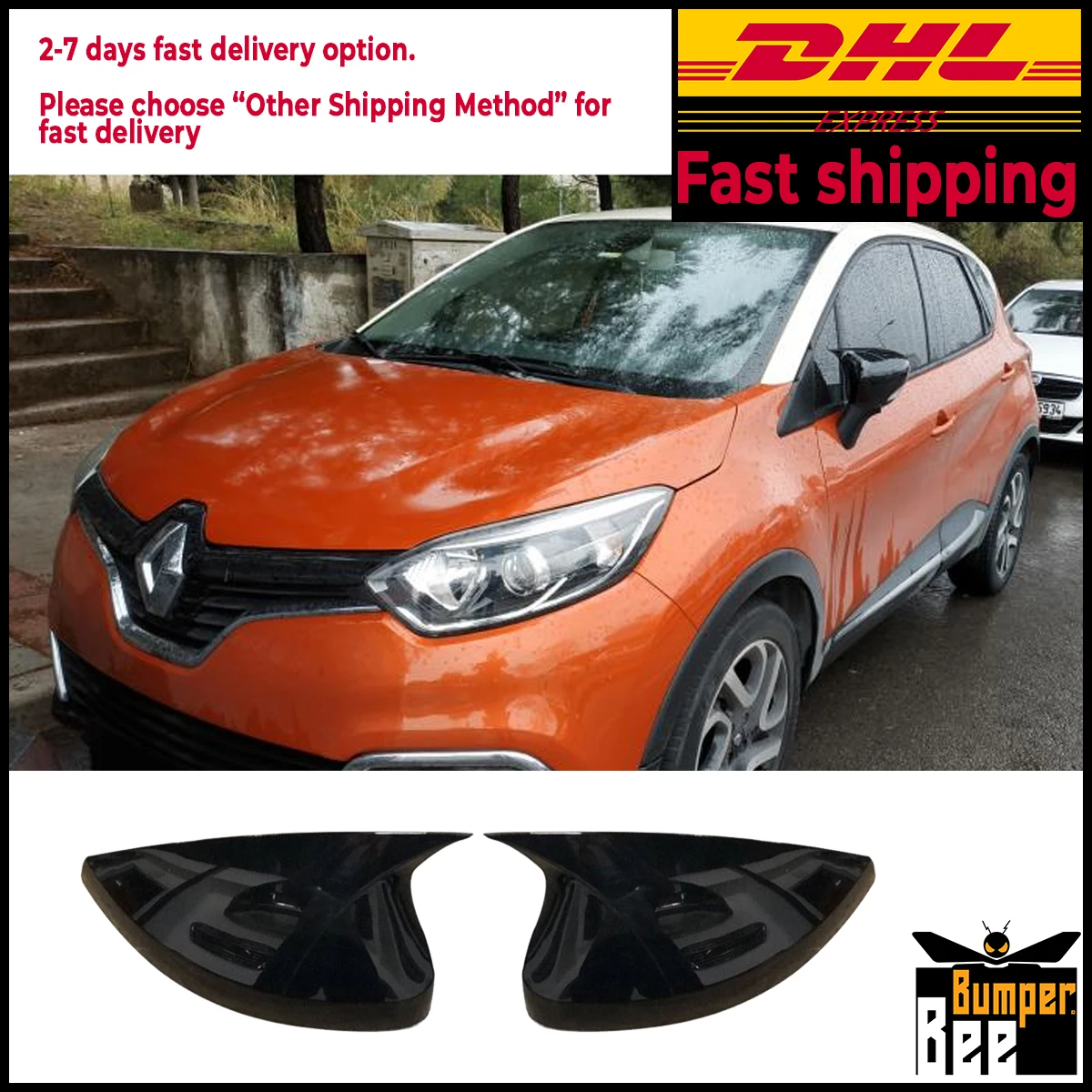 Зеркальный чехол для Renault Captur 2013 2014 2015 2016 2017 2018 2019 2020 аксессуары яркий черный с