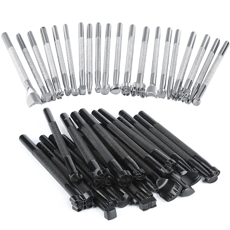 

20/6pcs Leather Carving Tools Leather Stamping Tools Metal Leather Processing Saddle Stamping Set Wooden Leather Craft Rack Kit
