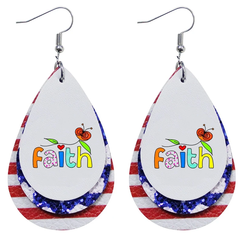 

Leather Earrings For Party Faith My Happy I Love Jesus New Year 2021