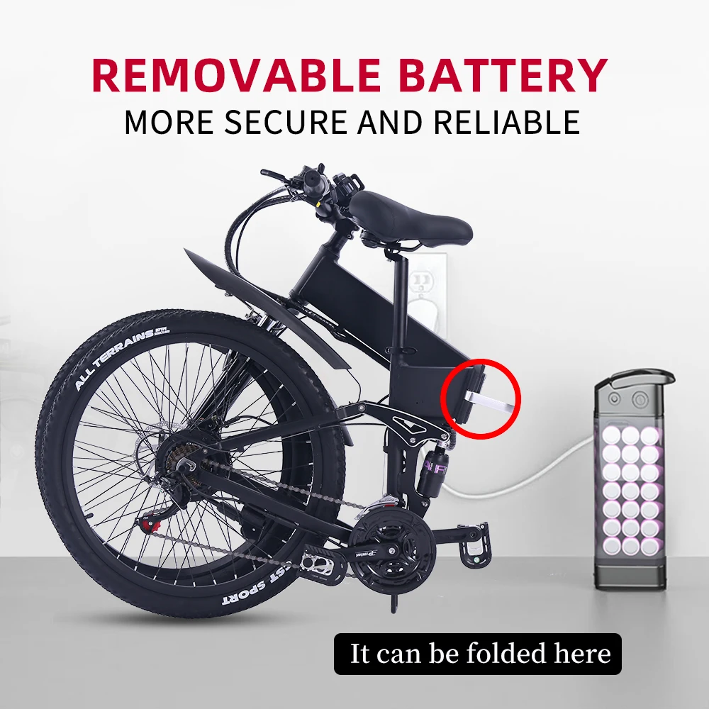 Kaufen Elektrische Bike 26 Zoll 48V 750W Fett Reifen Ebike Berg Schnee Bike Folding Elektrische Fahrrad R3