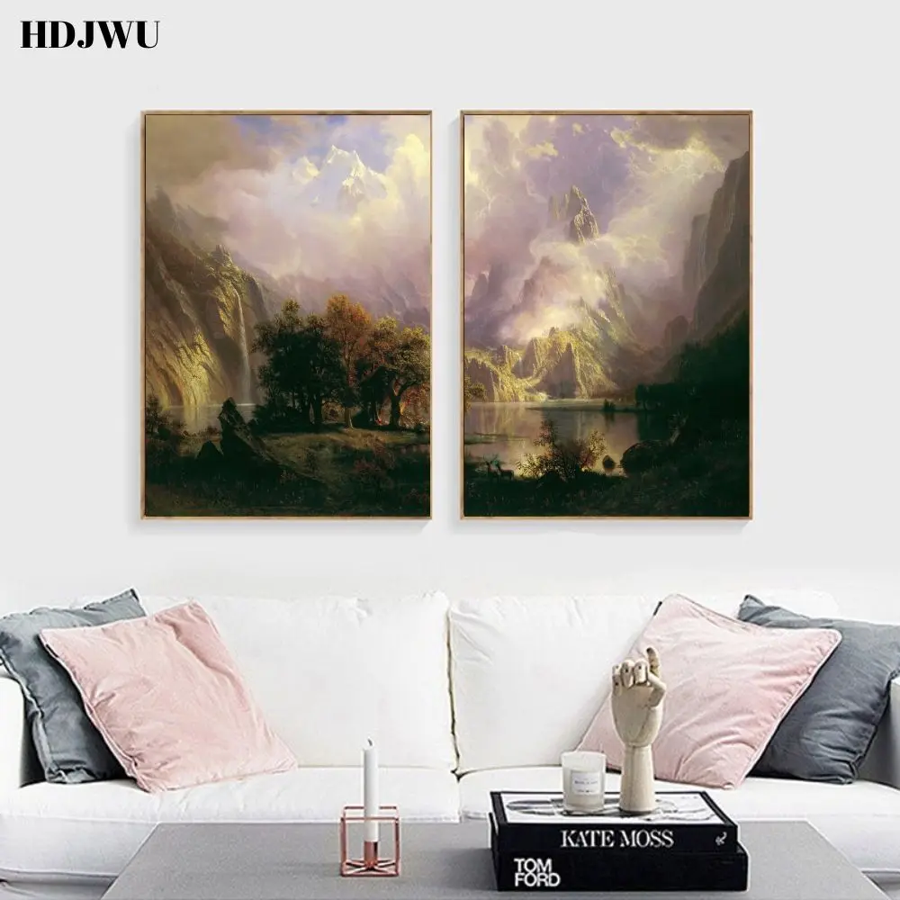 Peacefully Forest With Lake Landscape Oil Painting Wall Picture Printing Posters for Living Room Hotel Decor DJ93 | Дом и сад