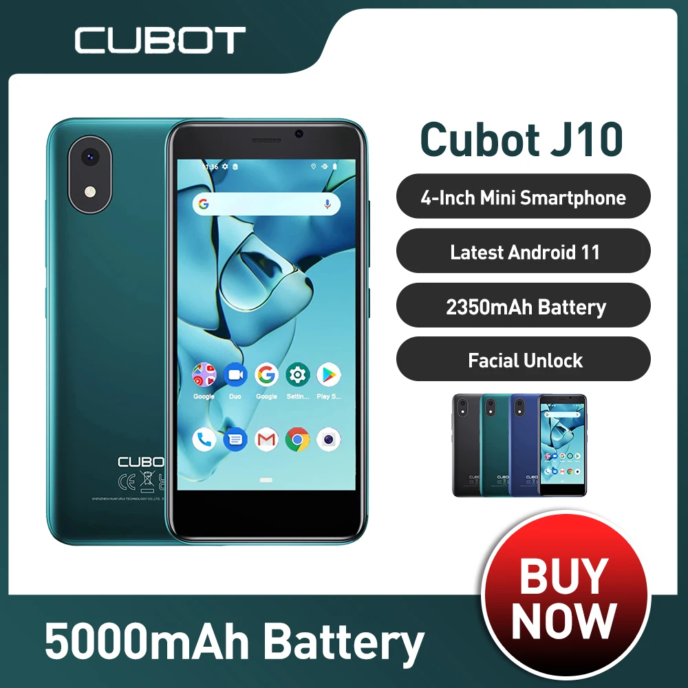 Cubot J10 3G смартфон Android 11 4-дюймовый экран мини мобильные телефоны 32 Гб ROM Dual SIM Face ID 2350 мАч 5MP Celular смартфон