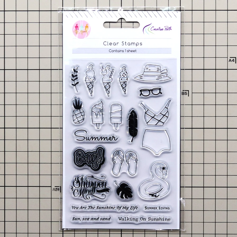 Creative Path Klare Transparente Scrapbooking-Silikonstempel Sommer-Eiscreme Wiederverwendbare Siegelstempel für Kartenherstellung und Journaling – Detail 2