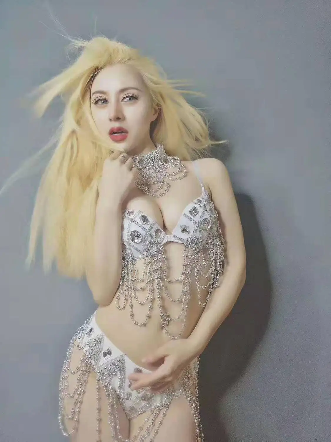 Sexy woman Crystal jumpsuit performance costume DJ model photography gogo dance stage show girl dresses outfit | Тематическая