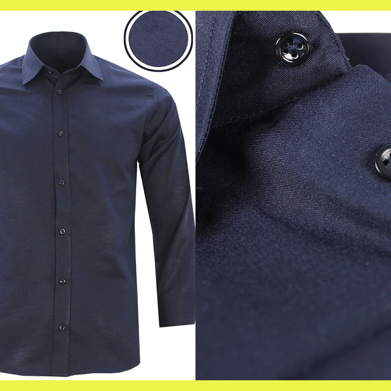 Slim Fit Navy Blue Shirts For Men Long SLeeve Cotton Casual Free Shipping Dress Shirts Business Office Male Shirt Turkey Varetta