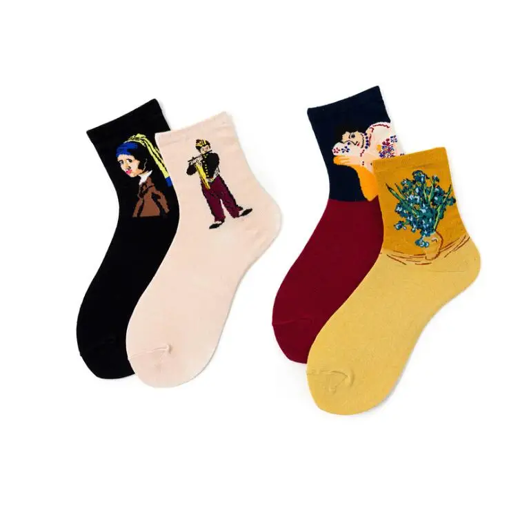 2019 весна осень модные носки креативный художественный стиль маленькие масляные