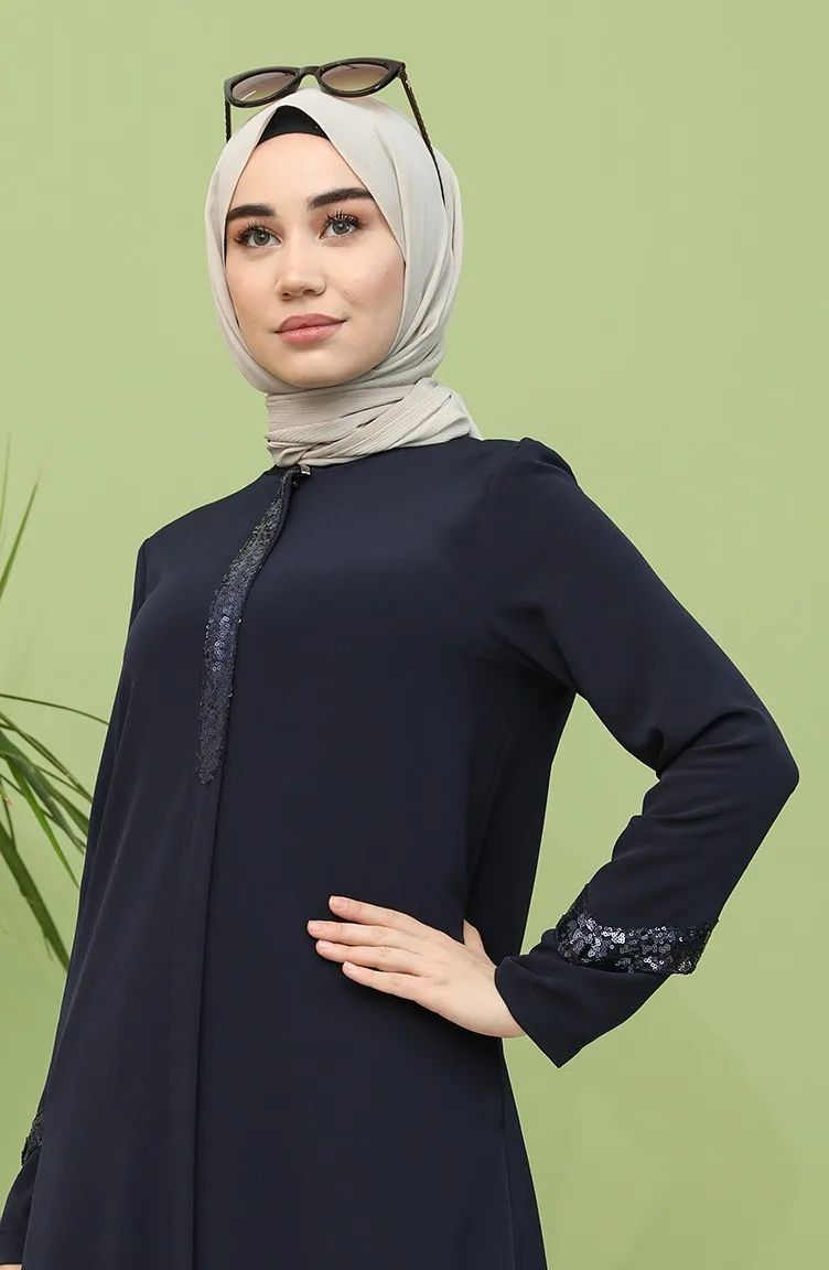 

Abaya Muslim Dress Hijab Kaftan Islamic Dress Long Sleeve Hidden Zipper Sequin Detail Unlined Comfortable Four Seasons Useful