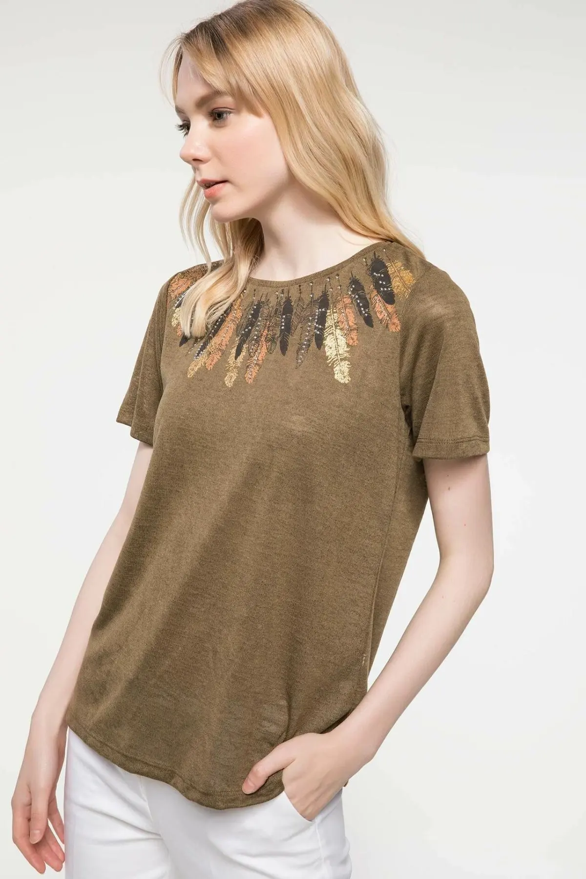 Женские повседневные трикотажные футболки DeFacto летние однотонные хлопковые