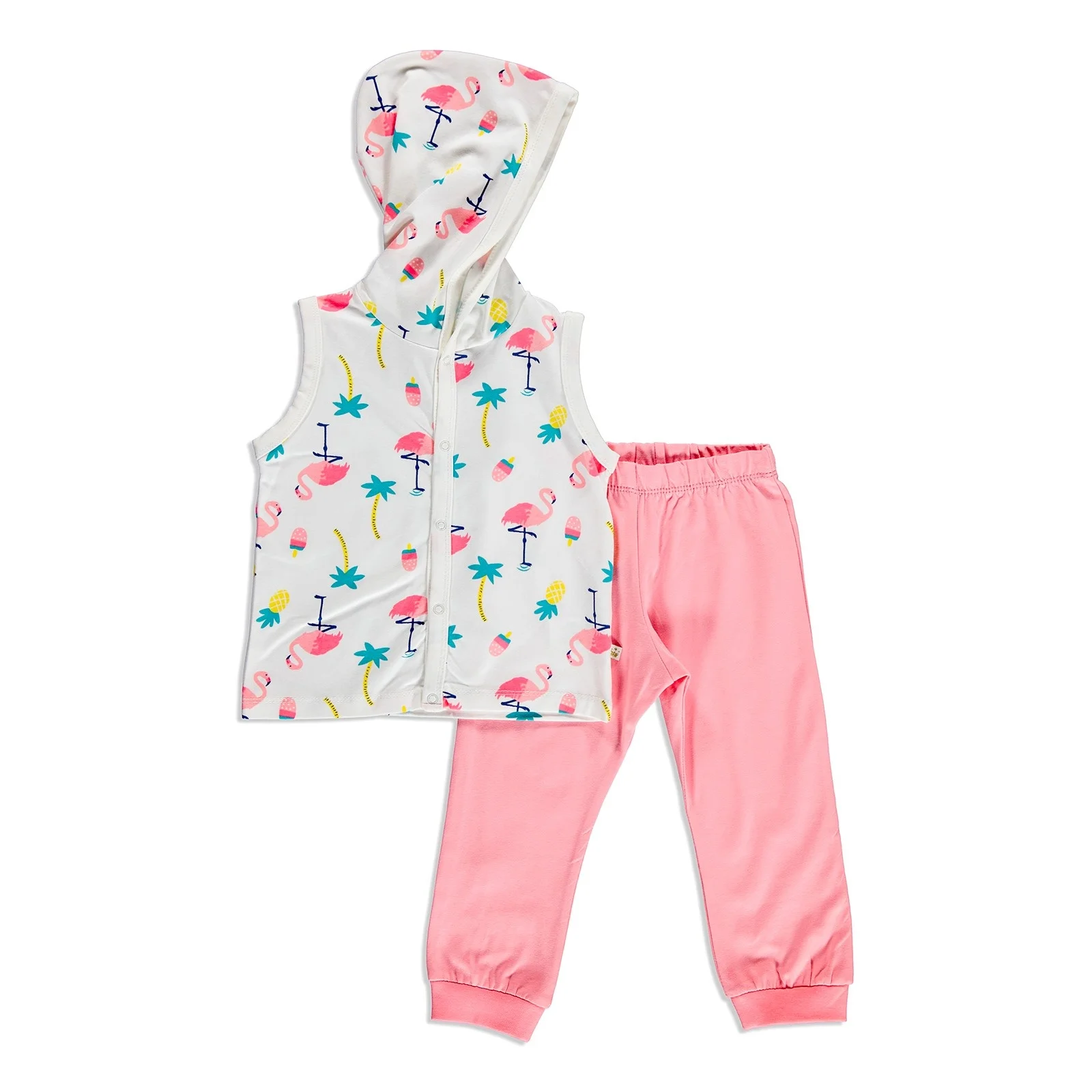 Ebebek/летний Боди с изображениями фламинго для девочек комплект из 2 предметов| |