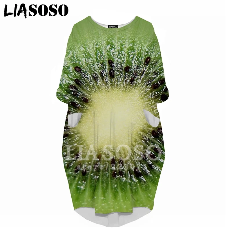Новинка женское платье с длинными рукавами 3D-принтом фруктовым лимоном