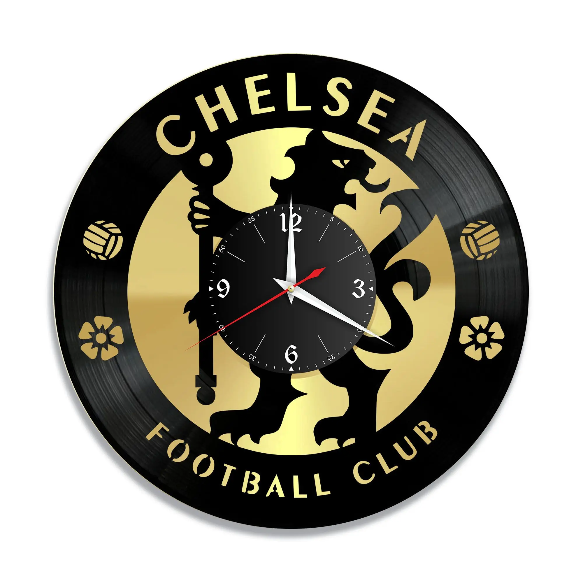 Часы настенные &quotФК Челси золото&quot из винила №1 | Дом и сад