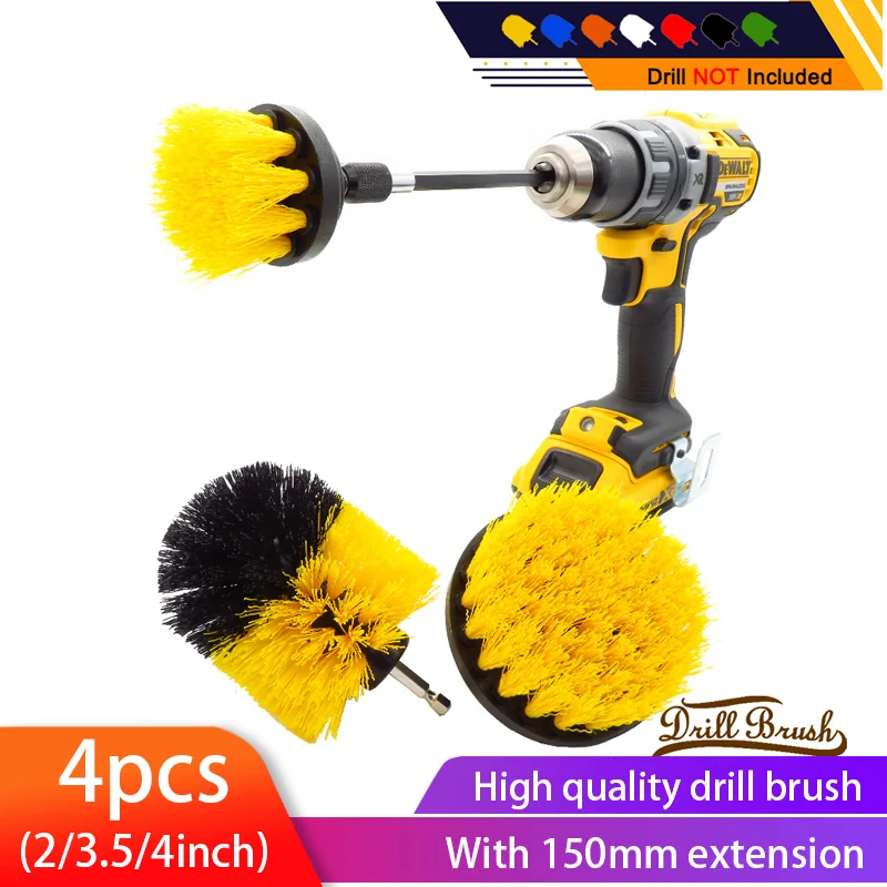 

4pcs/set Power Scrubber Electric Brush kit Cleaning Brush with Extension for Car,Grout, Tiles,Bathroom, Kitchen & Auto