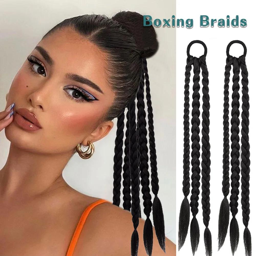 

LVHAN Natural Twist Ponytail Boxing Braids Rubber Band Synthetic Braids for Black Women