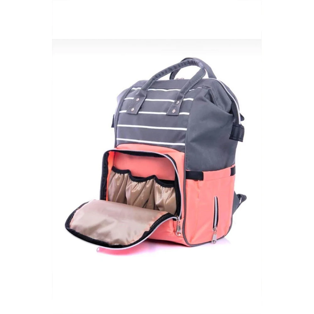 저렴한 라이트 핑과 그레이 프린트 베이비 보틀 보온병 배낭 방수 멜빵 베이비 케어 대용량 럭셔리 배낭