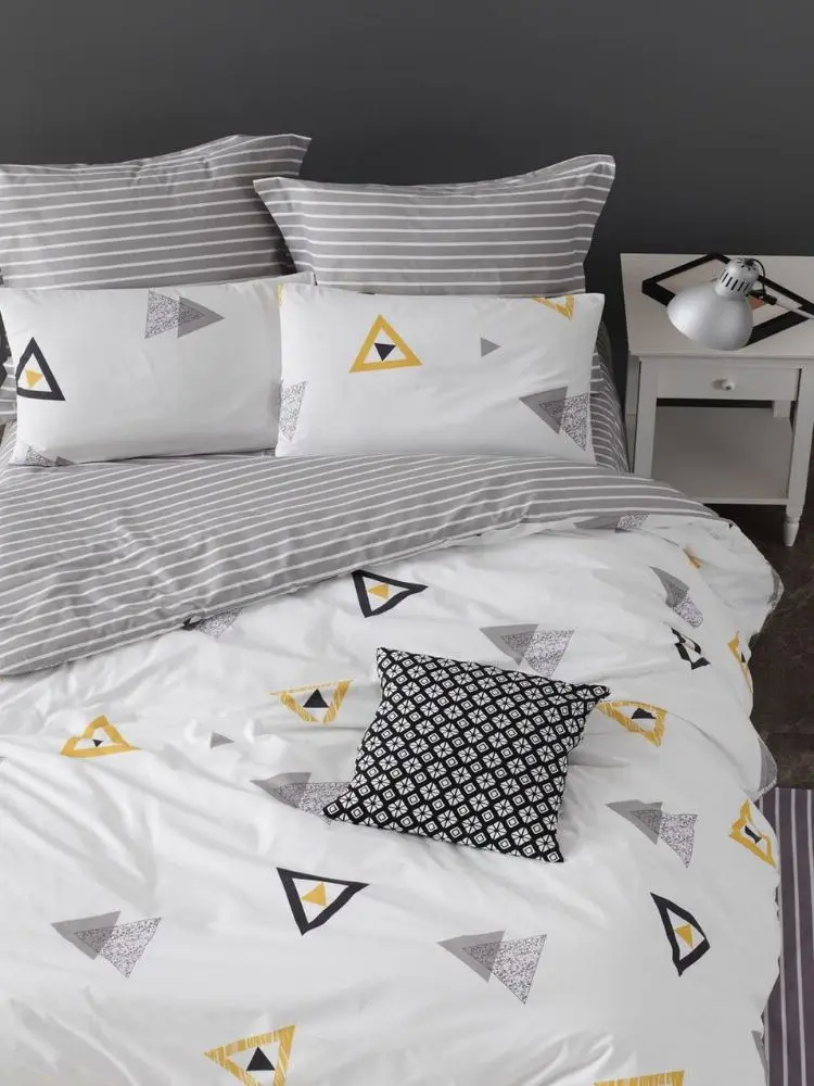 Cotton Bedding Set 3Pieces Pack 160x240 Sheet Duvet Cover Pillowcase Linens Set Modern Geometric Design Duvet Cover Home Textile