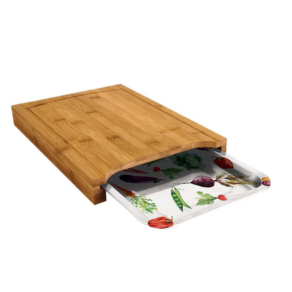 

Bamboo Cutting Board With Bread Drawer Wooden Natural Handwork 35*25 Size