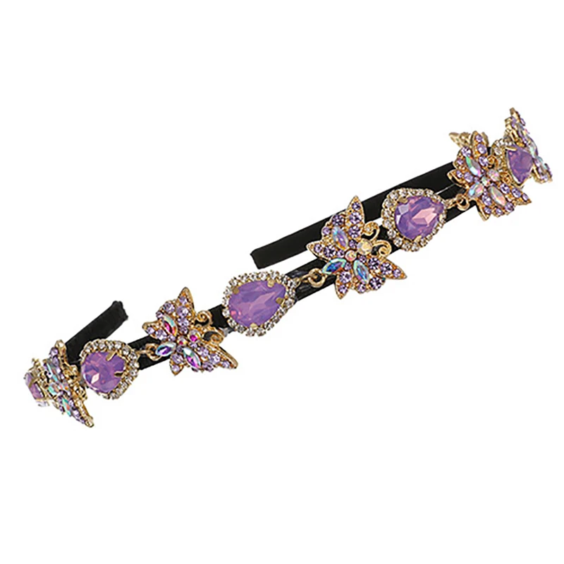 ZHINI Новая мода фиолетовая Стразы повязка на голову принцессы для женщин