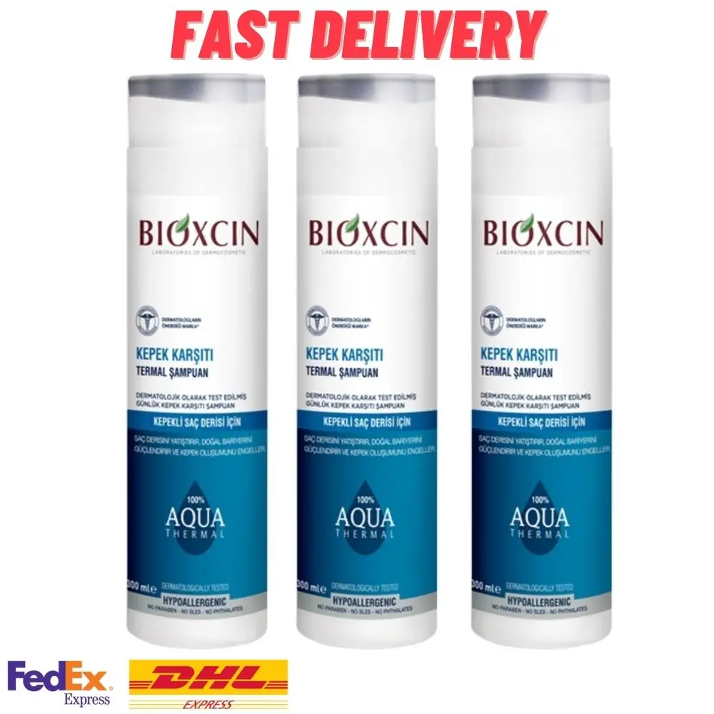 3 PCS Bioxcin Aqua Thermal Dandruff Shampoo 3 X 300ml Hypoallergenic FREE SHIPPING